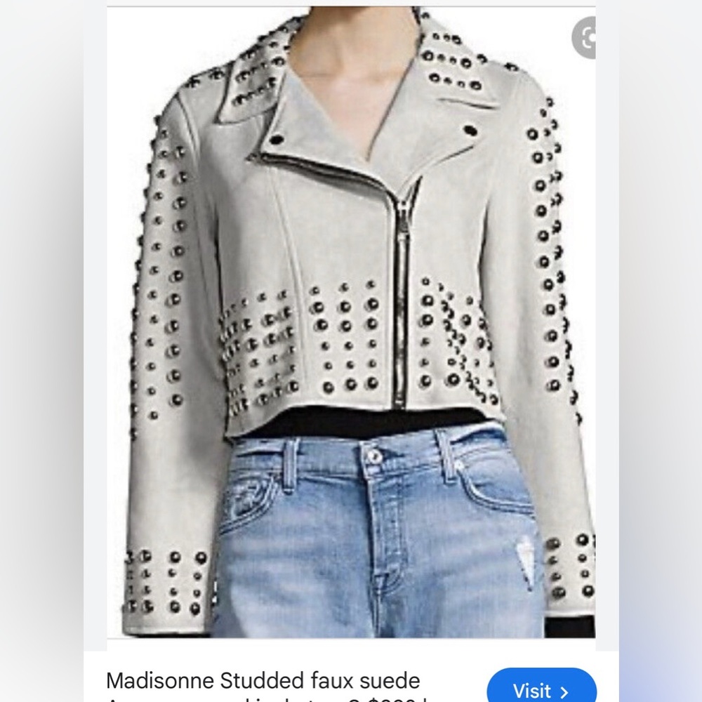NWT light grey suede & studded jacket